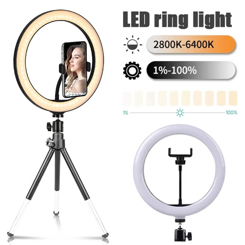 Photography Lighting Description - إضاءة حلقية للسيلفي مقاس 10 بوصات،