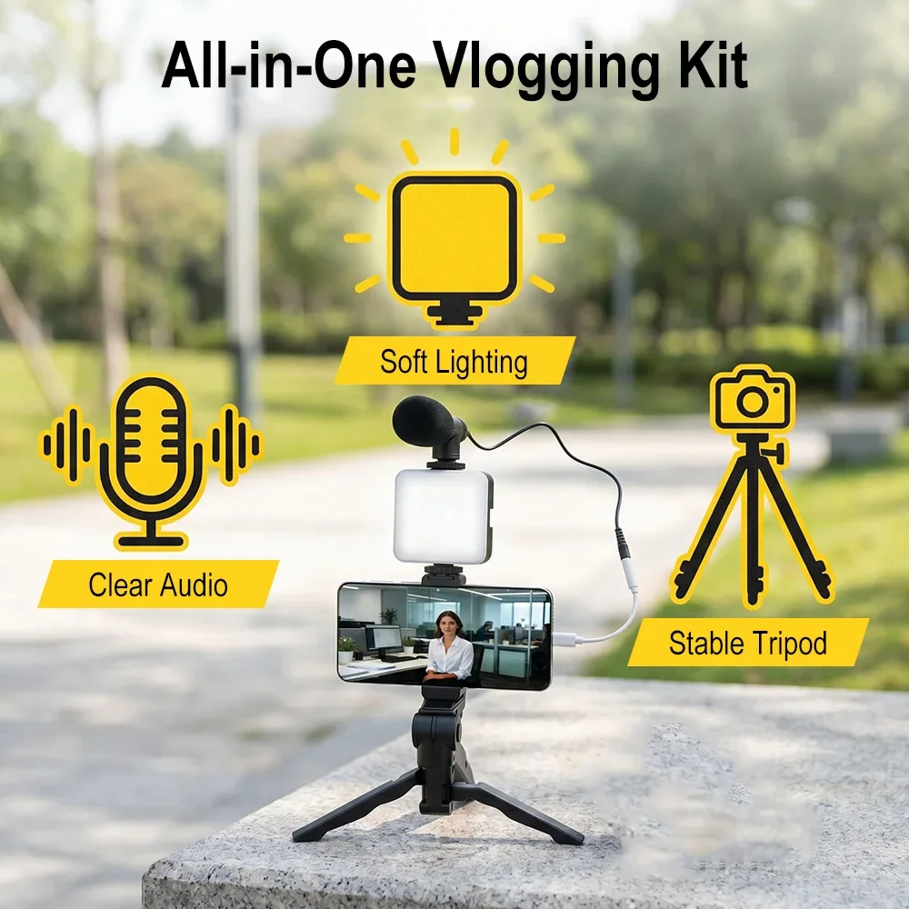 طقم إضاءة فيديو LED للهواتف ال - مراجعة Photography Lighting Kit Portable وسعره